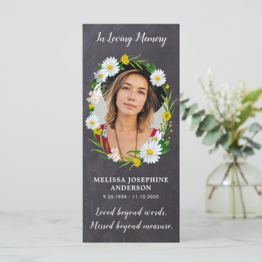 メモリアル葬儀祈りの言葉カードフォトフローラブックマーク メニュー (スタンド正面)