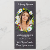 メモリアル葬儀祈りの言葉カードフォトフローラブックマーク メニュー (正面)