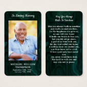 メモリアル葬儀祈りの言葉カードフォトマーブルグリーン (正面&裏面)