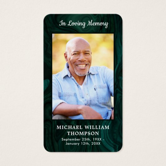 メモリアル葬儀祈りの言葉カードフォトマーブルグリーン (正面)