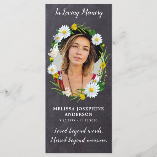 メモリアル葬儀祈りの言葉カードブックマーク写真フローラ (正面)