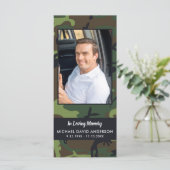 メモリアル葬儀祈りの言葉カードブックマーク迷彩柄写真 (スタンド正面)