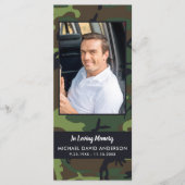 メモリアル葬儀祈りの言葉カードブックマーク迷彩柄写真 (正面)