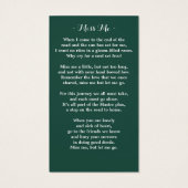 メモリアル葬儀祈りの言葉カードユーカリ緑 (裏面)