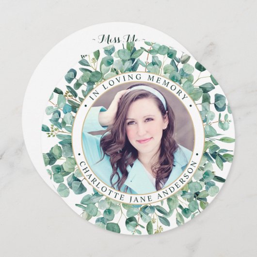 メモリアル葬儀祈りの言葉カードユーカリ緑 シーズンカード (正面/裏面)