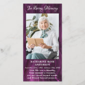 メモリアル葬儀祈りの言葉カード悔やみや弔慰フォトパープル (正面)