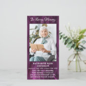 メモリアル葬儀祈りの言葉カード悔やみや弔慰フォトパープル (スタンド正面)