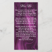 メモリアル葬儀祈りの言葉カード悔やみや弔慰フォトパープル (裏面)