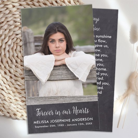 メモリアル葬儀祈りの言葉カード素朴写真 コーリングカード