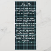 メモリアル葬儀祈りの言葉ブックマークカードのプレイドフォト (裏面)