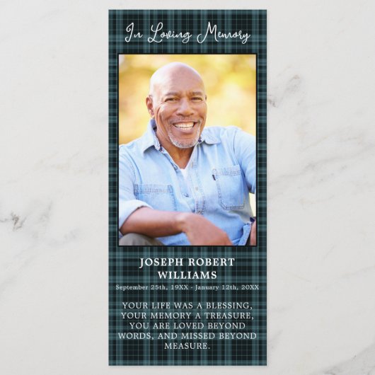 メモリアル葬儀祈りの言葉ブックマークカードのプレイドフォト (正面)