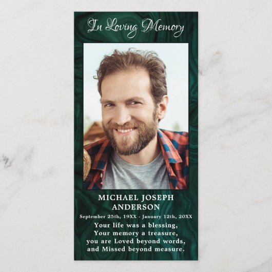 メモリアル葬儀祈りの言葉ブックマークフォトグリーンマーブル (正面)