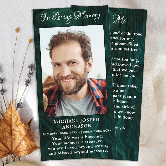 メモリアル葬儀祈りの言葉ブックマークフォトグリーンマーブル