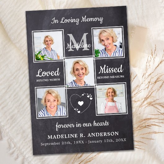 メモリアル葬儀5フォトコラージュ悔やみや弔慰 サンキューカード