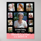 メモリアル記念エッジフェードフォトコラージュBlkピンク ポスター (正面)