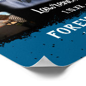 メモリアル記念エッジフェードフォトコラージュBlkブルー ポスター (角)