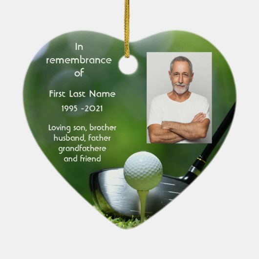 メモリアル記念ゴルファーのゴルフカスタム セラミックオーナメント (裏面)