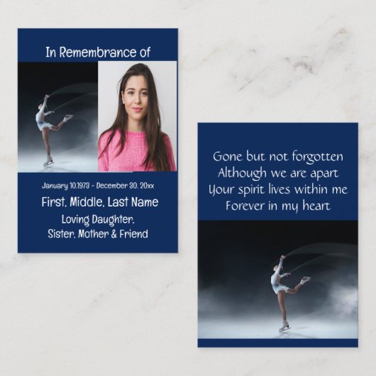 メモリアル記念スケートで滑るスケータースケート 名刺 (正面/裏面)