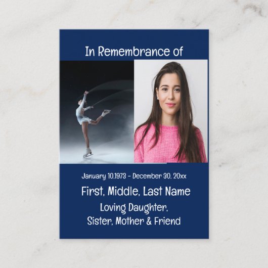 メモリアル記念スケートで滑るスケータースケート 名刺 (正面)