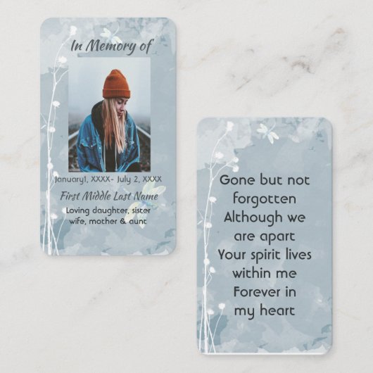 メモリアル記念ドラゴンフライ白花 名刺 (正面/裏面)