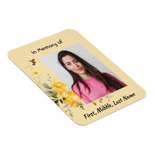 メモリアル記念ハミングバードイエローローズ マグネット (右側)