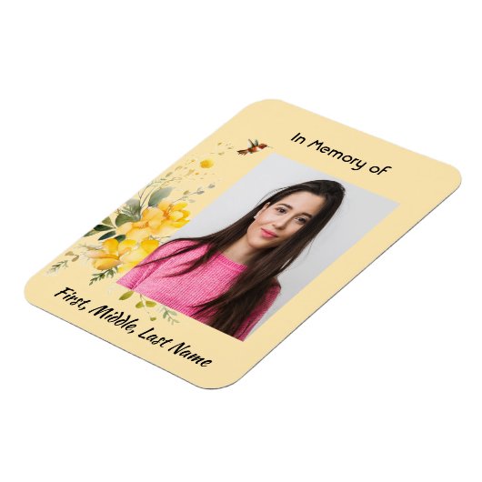 メモリアル記念ハミングバードイエローローズ マグネット (左側)