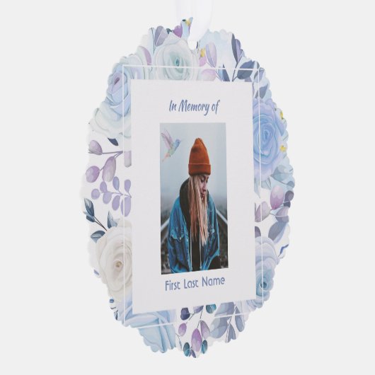 メモリアル記念ハミングバードブルーバラ オーナメントカード (右)