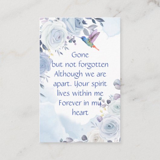 メモリアル記念ハミングバードブルーバラ 名刺 (裏面)