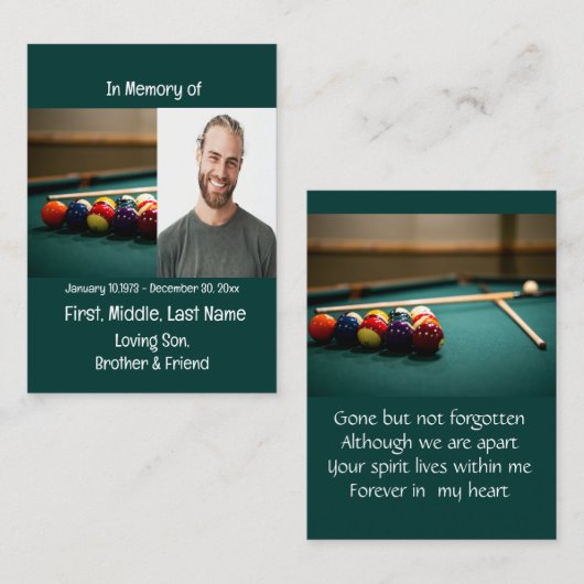 メモリアル記念プールゲーム 名刺 (正面/裏面)