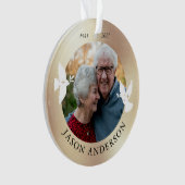 メモリアル記念ホワイトドーブフェイク金ゴールドオーナメント オーナメント (正面)