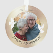 メモリアル記念ホワイトドーブフェイク金ゴールドオーナメント オーナメント (裏面)