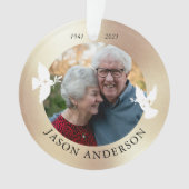 メモリアル記念ホワイトドーブフェイク金ゴールドオーナメント オーナメント (正面)