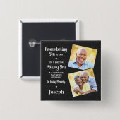 メモリアル記念悔やみや弔慰フェイクレザーフォト 缶バッジ (正面&裏面)