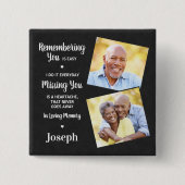 メモリアル記念悔やみや弔慰フェイクレザーフォト 缶バッジ (正面)