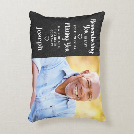 メモリアル記念悔やみや弔慰フェイクレザー2写真 アクセントクッション (正面(垂直))