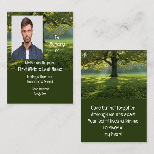 メモリアル記念美しい日除けツリーの芝生 名刺 (正面/裏面)
