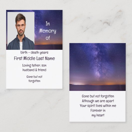 メモリアル記念美しい星空の夜 名刺 (正面/裏面)