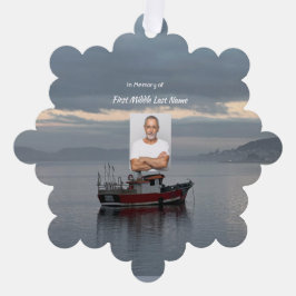 メモリアル記念魚釣りボートフィッシャーマン オーナメントカード