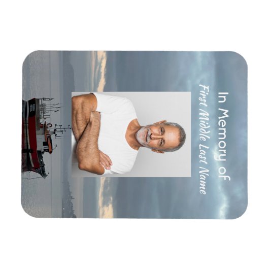 メモリアル記念魚釣りボートフィッシャーマン マグネット (横)