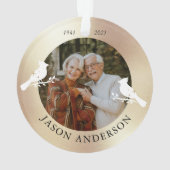 メモリアル記念（鳥）ショウジョウコウカンチョウ鳥フェイク金ゴールド写真 オーナメント (裏面)