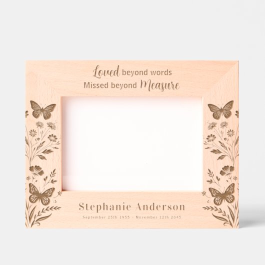メモリアル記憶カスタムフローラウッド写真 レーザー彫刻フレーム (正面)