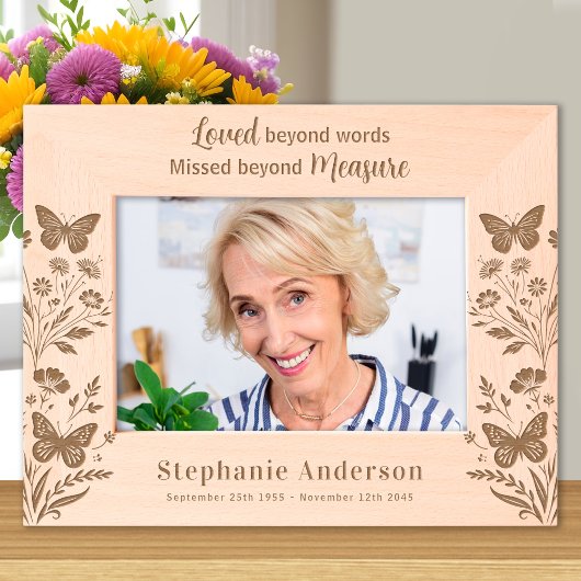 メモリアル記憶カスタムフローラウッド写真 レーザー彫刻フレーム