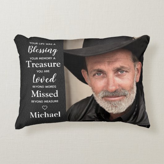 メモリアル詩フェイクレザー2写真 アクセントクッション (正面)