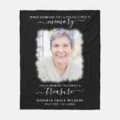 メモリアル財宝引用文フォトスクリプトブラック フリースブランケット (正面)