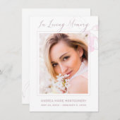 メモリアル赤面水彩フローラフォト悔やみや弔慰 サンキューカード (正面/裏面)