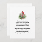 メモリアル赤（鳥）ショウジョウコウカンチョウ記憶の同情カード (正面/裏面)