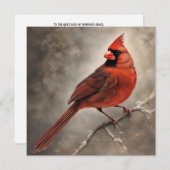 メモリアル赤（鳥）ショウジョウコウカンチョウ記憶の同情カード シーズンカード (正面/裏面)