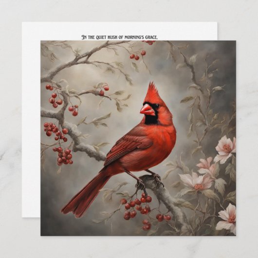 メモリアル赤（鳥）ショウジョウコウカンチョウ記憶の同情カード シーズンカード (正面/裏面)