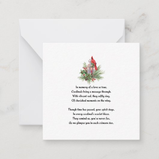 メモリアル赤（鳥）ショウジョウコウカンチョウ記憶の同情カード ノートカード (正面)