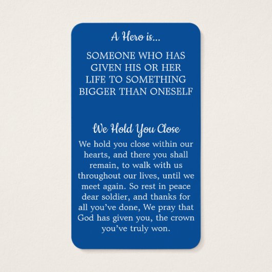 メモリアル軍隊落ちた兵士祈りの言葉カード (裏面)